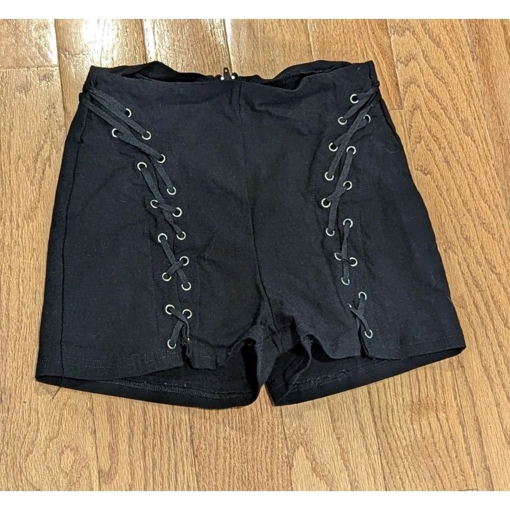 Y2K Mall Goth Lace Up Black Shorts Emo Punk Grunge Alt Clubwear Medium Spirit
